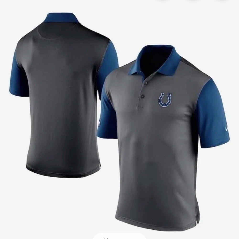 Nike Dri fit Men's Gray and Blue Colts Polo Golf Shirt size M